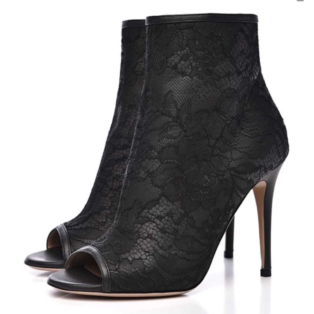 Valentino black lace ankle boots size 37